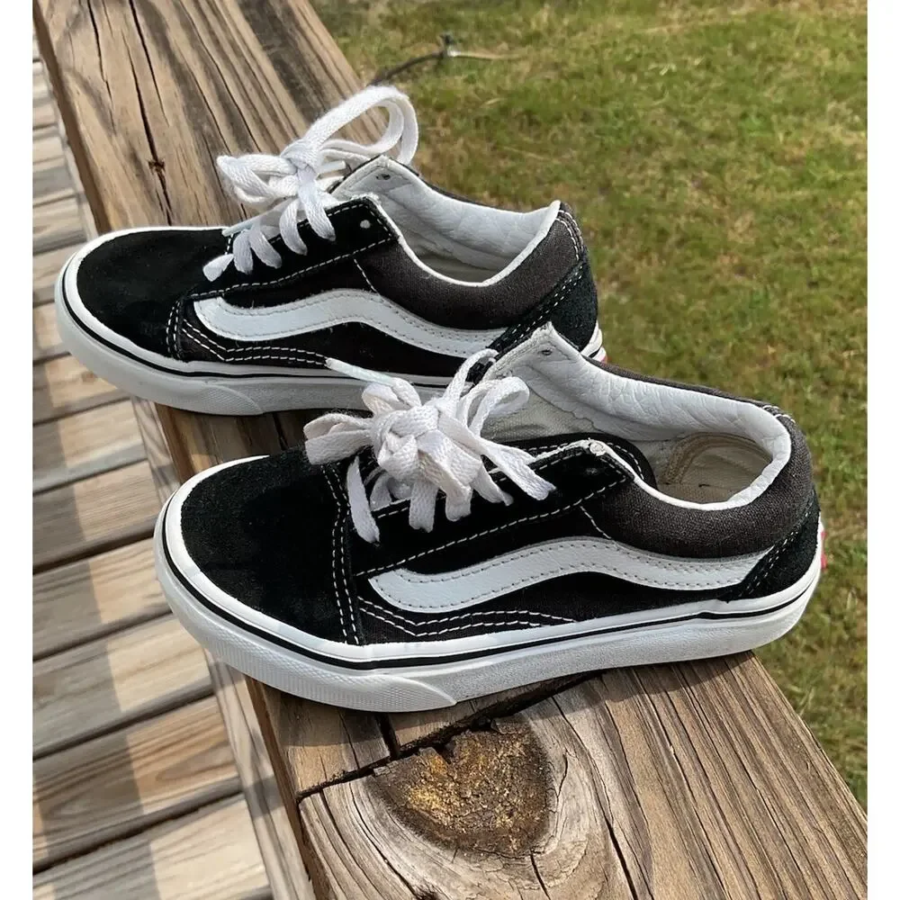 VANS Youth SIZE 11 Off The Wall Black Ward Old Skool Shoes Sneakers Boys
